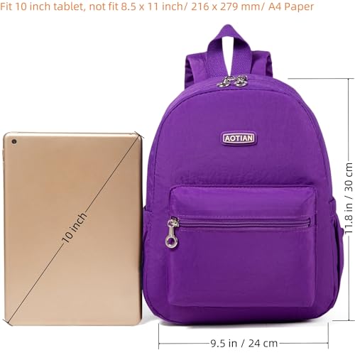 AOTIAN Mini Lightweight 11.8 Inch Backpack Durable Travel Hiking Women and Girls Small Daypack, 7 Liters Dark Violet Purple - color: Dark Violet Purple