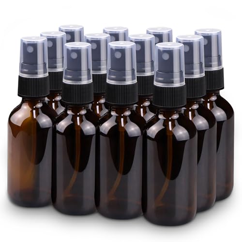 Wedama Spray Bottle, 2 oz Fine Mist Glass Spray Bottle, Little Refillable Liquid Containers for Watering Flowers Cleaning (12 Pack, Amber) - color: Amber, size: 2 Ounce (Pack of 12)
