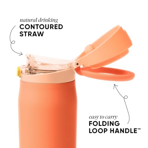 Simple Modern Mesa Loop Water Bottle with Covered Straw and Handle | 24oz Cup Holder Friendly Insulated Stainless Steel Bottles for Travel, Sports and School | Citrus - color: -Citrus, size: 24 Ounces