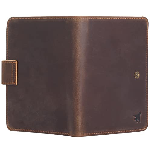 Polare Luxury RFID Blocking Leather Passport Holder Travel Wallet For Men and Women (Dark Brown(Snap Version)) - color: Dark Brown(Snap Version)