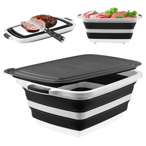 BBQ Prep Tub, 30L Black XX-Large Collapsible Sink for Marinade | 30L extra-large tub for ribs, brisket, chicken and BBQ marinade - color: Black, size: XX-Large