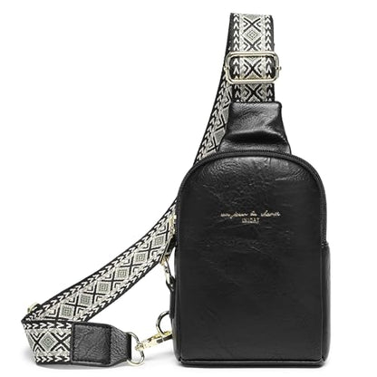 Haytijoe Small Anti Theft Crossbody Bag for Women Faux Leather Lightweight Sling Bags RFID Blocking Fanny Pack for Travel - color: True Black