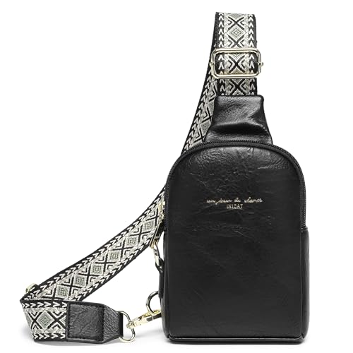 Haytijoe Small Anti Theft Crossbody Bag for Women Faux Leather Lightweight Sling Bags RFID Blocking Fanny Pack for Travel - color: True Black