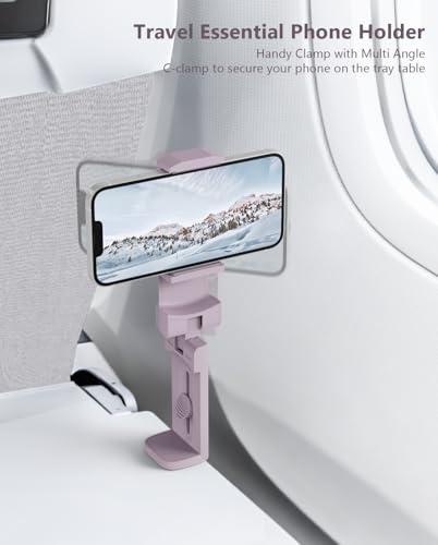 MiiKARE Travel Essentials Airplane Phone Holder, Universal Handsfree Phone Mount for Flying with 360 Degree Rotation, Travel Must Haves Phone Stand for Desk, Tray Table, Purple&Blue - color: Purple&Blue