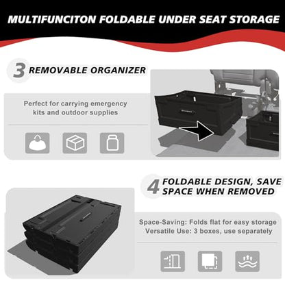 VaultsOnWheels Foldable Under Seat Storage Box for Ford F150 2015-2026 SuperCrew/Crew Cab&F250 F350 F450 2017-2026 SuperDuty Accessories, Console Organizer with Snap Latches, Detachable Truck Tool Box - size: 1）F150|2015+|Fold underseat storage