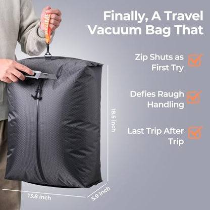 Relime Classic Series Vacuum Bags for Travel Luggage with Wireless Pump, Compression Bags for Carry On Suitcases and Backpack, Vacuum Seal Packing cube for Cloth Packing (1PC + PUMP) - color: 1PC Gray
