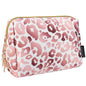 Aosbos Small Travel Makeup Pouch - Pink Leopard Print Cosmetic Case for Women - color: Pink Leopard Print