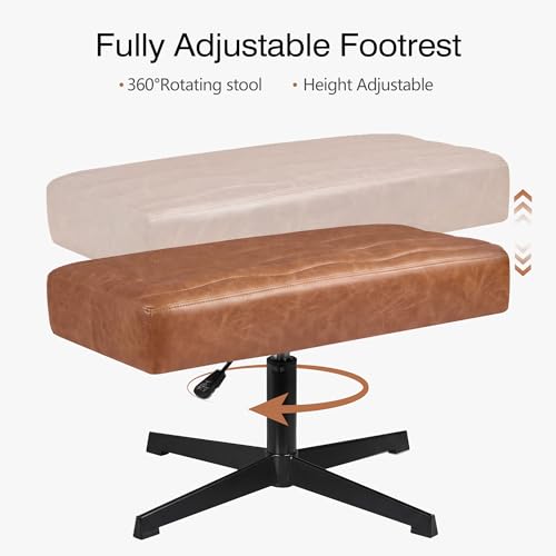 VECELO Under Desk Footrest, PU Ergonomic Foot Rest with Comfort Padding, Height Adjustable for Relieving Leg Pain, Stiffness, and etc, Brown - color: Brown