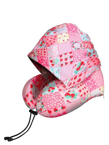 Satin Neck Pillow with Hood Pixie Pillows for Short Hair Sleep Travel Airplane Memory Foam Long Flight Plane Essentials Pink - color: Pink