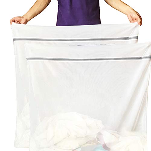 Runtoo 2 Pack 36 x 36 inches Extra Large Laundry Bag Delicates Wash Bags Camp Travel Heavy Duty Zipper Big Net Sweater Curtain Bedding Robes Blanket Jumbo Toys Organizer - size: 2 PACK