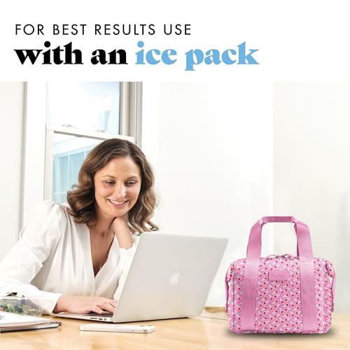 Fit & Fresh Remi Lunch Bag for Women Work – Neoprene Lunch Tote with Containers & Ice Pack, Reusable Meal Prep Lunch Box, Large Capacity, Machine Washable, Sweet Pink Block - color: Sweet Pink Block