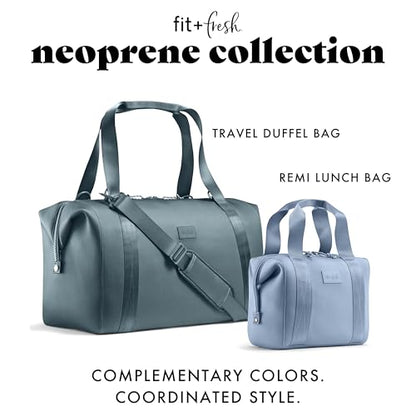 Fit & Fresh Remi Lunch Bag for Women Work – Neoprene Lunch Tote with Containers & Ice Pack, Reusable Meal Prep Lunch Box, Large Capacity, Machine Washable, Slate - color: Blue