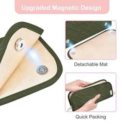 Leudes Hair Tools Travel Bag for Women Heat Resistant Mat for Travel Essentials Hot Tools Straighteners,Flat Irons,Curling Iron,Hot Air Brushes and Hair Dryer Organizer Bags 2 in 1 (Army GreenA) - color: Army GreenA