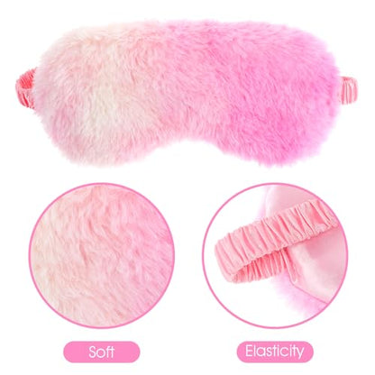 2 Pcs Plush Eye Mask Soft Sleeping Blindfold Eye Cover Comfortable Furry Faux Fur Sleeping Mask Satin Nap Night Eyeshade Cover for Women Men Gift (Purple, Red) - color: Purple&red