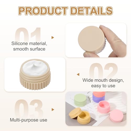 uxcell 4pcs Travel Containers for Toiletries, 0.68oz 20ml Small Silicone Cream Jars Leak-proof Travel Essentials with Lid for Cosmetic Body Skin Cream, Light Brown - color: Light Brown
