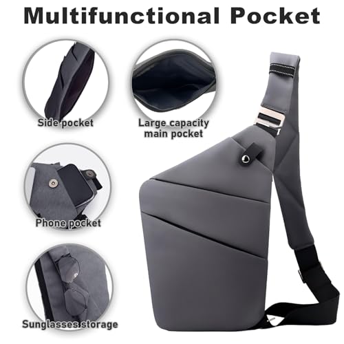 Anti Theft Travel Bag, One Shoulder Large Capacity Cross-body Bag Chest Fashion Lightweight Sling Bags for Travel Sports - color: Dark Grey, style: Right Shoulder