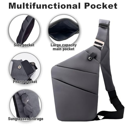 Anti Theft Travel Bag, One Shoulder Large Capacity Cross-body Bag Chest Fashion Lightweight Sling Bags for Travel Sports - color: Dark Grey, style: Right Shoulder