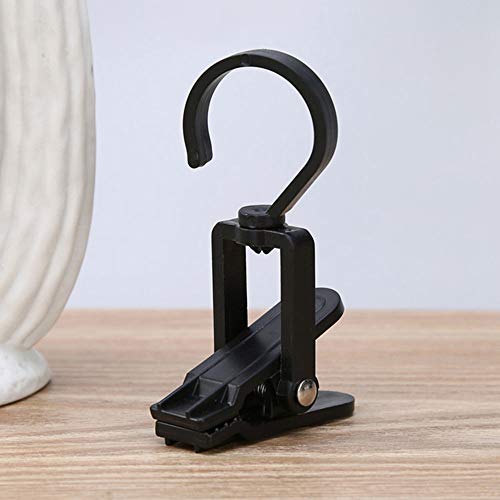 VinBee 20 PCS Laundry Hooks with Clips Super Strong Plastic Home Travel Swivel Hanging Hanger Closet Organizer Clamps Socks Boot Bras Towels for Bathroom Wardrobe Kitchen Office - 4.3 Inches (Black) - color: Black