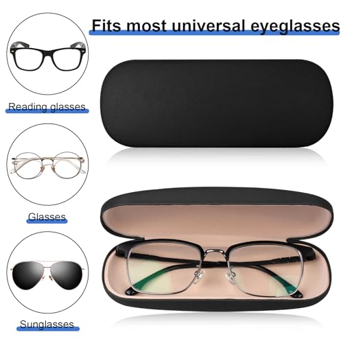 Joyberg Glasses Case, 2 Pack Eyeglass Case with Cleaning Cloth, Glasses Case Hard Shell Fits Most Glasses - color: Black