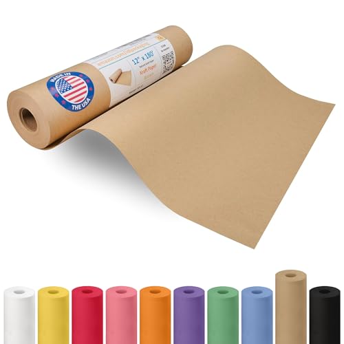 Brown Paper Roll 12" x 2160" (180 feet) - USA-Made Kraft Paper 30lb Thickness - Ideal for Wrapping, Packing, Moving, Shipping, and Arts & Crafts - 100% Recycled Natural Material by IDL Packaging - color: Brown, size: 12"x180' (#30 thick)