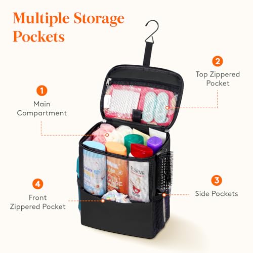 Lifewit Shower Bag Mesh Shower Caddy Portable College Dorm Room Essentials Tote Bag for Bathroom, Gym, Travel, Camping Quick Dry Hanging Shower Organizer Basket Toiletry Bag, Medium, Black - color: Black, size: M(8.3"L x 5.9"W x 9.8"H)