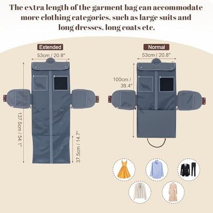 GARPROVM Garment Bags for Travel Women, 3 in 1 Convertible Garment Duffle Bags with Separated Tote Bag, Waterproof Suit Bag Travel Carry On Luggage Weekender Bag for Business Trip, Beige - color: Beige