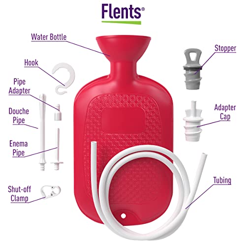 Flents Douche and Enema Combination Kit for Men and Women, Large Capacity, Multipurpose Cleaning System for Personal Hygiene, Colon Detox Cleanse, Made with Comfortable Material, (1.66 L) (Pack of 2) - size: 1.66 Liter + Enema Kit (Pack of 2)