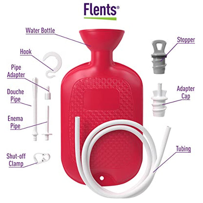 Flents Douche and Enema Combination Kit for Men and Women, Large Capacity, Multipurpose Cleaning System for Personal Hygiene, Colon Detox Cleanse, Made with Comfortable Material, (1.66 L) (Pack of 2) - size: 1.66 Liter + Enema Kit (Pack of 2)