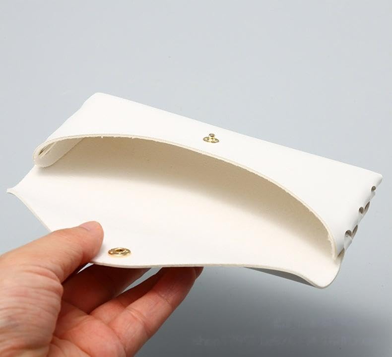 Portable Leather Glasses Case Anti-pressure Glasses Bag Coin Purse Storage Bag Suitable for Men and Women - color: Button Suit White