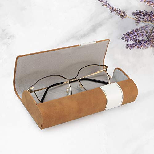LifeArt Eyeglass Case Hard Shell, Portable Sunglass Case, Fashionable PU Leather Eyeglass Case, Lightweight - color: B_641_brown