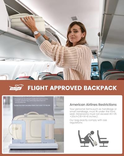 LOVEVOOK Travel Backpack For Women, 40L Carry On Backpack Flight Approved, TSA Personal Item Backpack Fits 17 Inch Laptop, Business Weekender Overnight Waterproof Daypack With 2 Packing Cubes, Beige - color: Beige, size: 40l-17.3 Inch-3pcs