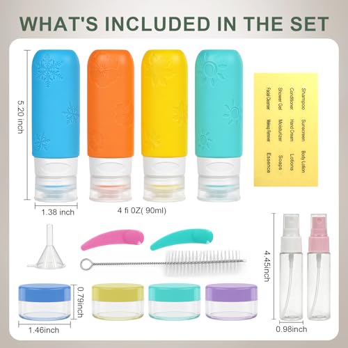 16 Pack Travel Bottles for Toiletries, Silicone TSA Approved-Containers for Toiletries, 3oz Silicone Travel Bottles Set Leak Proof Refillable Liquid, Shampoo and Conditioner Travel Toiletry Bottles - color: Green