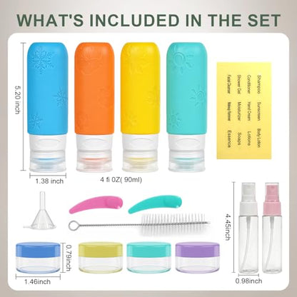 16 Pack Travel Bottles for Toiletries, Silicone TSA Approved-Containers for Toiletries, 3oz Silicone Travel Bottles Set Leak Proof Refillable Liquid, Shampoo and Conditioner Travel Toiletry Bottles - color: Green