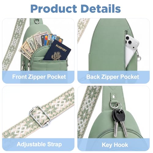 Anti Theft Sling Bag for Men & Women, Lightweight Puffer RFID Crossbody Bag for Travel, Commuting & City Walking, Hands-Free Everyday Essentials Bag Green - color: Green