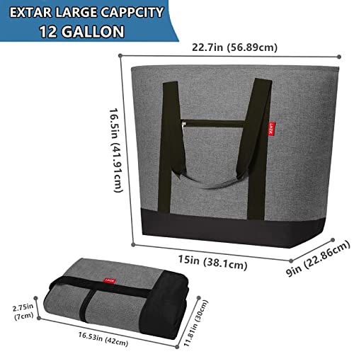 LHZK Jumbo Cooler Bag, Collapsible Leakproof Insulated Bag with Zipper & Handles, Soft Insulated Grocery Bags for Shopping, Travel, Beach, Picnic (50L, Grey) - color: Gray