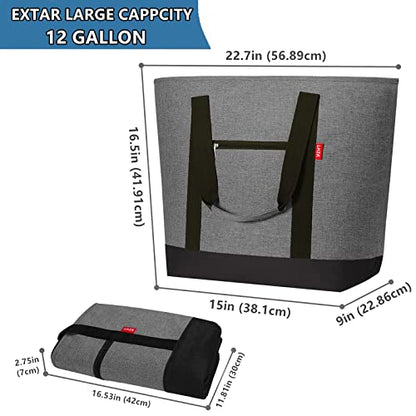 LHZK Jumbo Cooler Bag, Collapsible Leakproof Insulated Bag with Zipper & Handles, Soft Insulated Grocery Bags for Shopping, Travel, Beach, Picnic (50L, Grey) - color: Gray