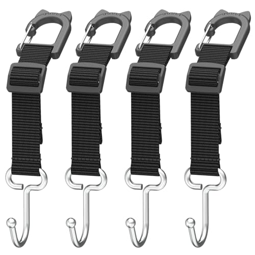Car Seat Headrest Hooks, 4-Pack | Heavy Duty Metal, For Purses, Handbags & Grocery Bags, Universal Car Storage Organizer, Fits Most Vehicles - style: DL4