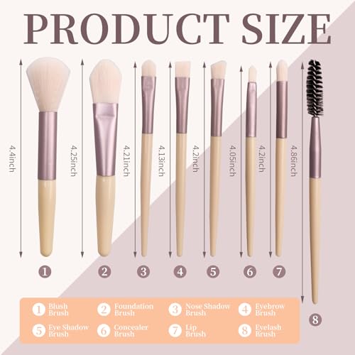 32 Sets Travel Makeup Brush Set Synthetic Fiber Face Foundation Make up Brushes Bridesmaid Gift with Travel Makeup Bag for Wedding Bridal Shower Favors Bachelorette Party Gift (Ivory Beige)