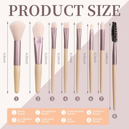32 Sets Travel Makeup Brush Set Synthetic Fiber Face Foundation Make up Brushes Bridesmaid Gift with Travel Makeup Bag for Wedding Bridal Shower Favors Bachelorette Party Gift (Ivory Beige)