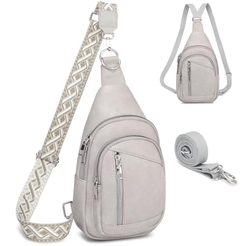 MYHOZEE Small Diaper Bag Crossbody Sling Purse for Women - 2 in 1 Leather Backpack with 2 Straps for Short Trips Work Daily | Mini diaper bag - color: F186-gray