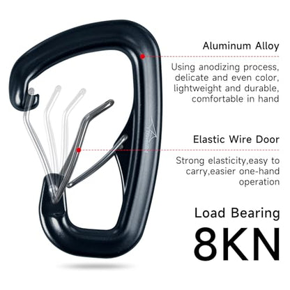 Heavy Duty Carabiner Clip Hook 8KN (1763 lbs), 2 PCS Ultra-Light Aluminum Caribeaners with Double Door D Ring Shape, for Hammock, Camping, Hiking, Backpacking, Dog Leash, Keychain Clip - style: 2#Black-4pc