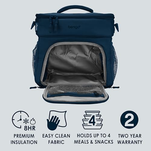 Bentgo Prep Deluxe Insulated Multimeal Bag - Lunch Box Bag, Holds 5 Meals, Premium Insulation up to 8 Hrs, Durable, Water-Resistant - Large Capacity For Adult Meal Prep (Navy Blue) - color: Navy Blue