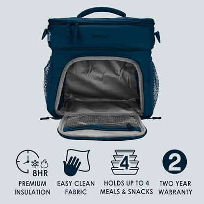 Bentgo Prep Deluxe Insulated Multimeal Bag - Lunch Box Bag, Holds 5 Meals, Premium Insulation up to 8 Hrs, Durable, Water-Resistant - Large Capacity For Adult Meal Prep (Navy Blue) - color: Navy Blue