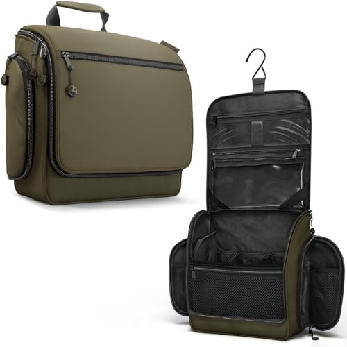 VENTURE 4TH Hanging Travel Toiletry Bag for Women & Men – Large Toiletry Organizer with 18 Compartments, Removable TSA Pouch, Travel Wash Bag for Toiletries, Makeup & Shaving Kit (Dark Green) - color: Dark Green