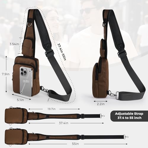VADOO Sling Bag, Crossbody Bag with Zipper Lock, RFID Blocking & Water Resistant for Men and Women - color: Brown