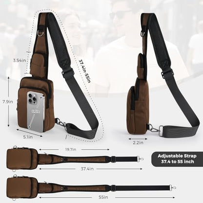 VADOO Sling Bag, Crossbody Bag with Zipper Lock, RFID Blocking & Water Resistant for Men and Women - color: Brown