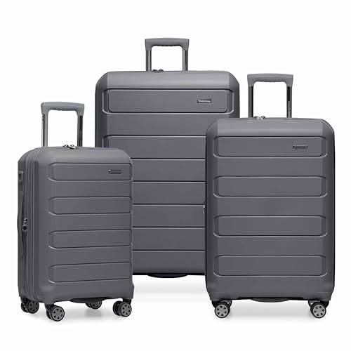 Traveler's Choice Pagosa Hardshell Expandable Luggage with Spinner Wheels, Gray, 3-Piece Set (22/27/30) - color: Gray, size: 3-Piece Set (22/27/30)