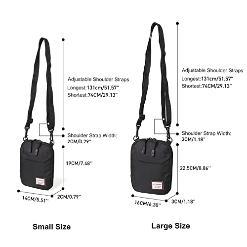 SEAFEW Mini Crossbody Bag Shoulder Bag for Men, Small Messenger Satchel Bag for Women - color: Black - Large