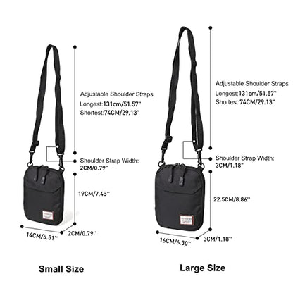 SEAFEW Mini Crossbody Bag Shoulder Bag for Men, Small Messenger Satchel Bag for Women - color: Black - Large