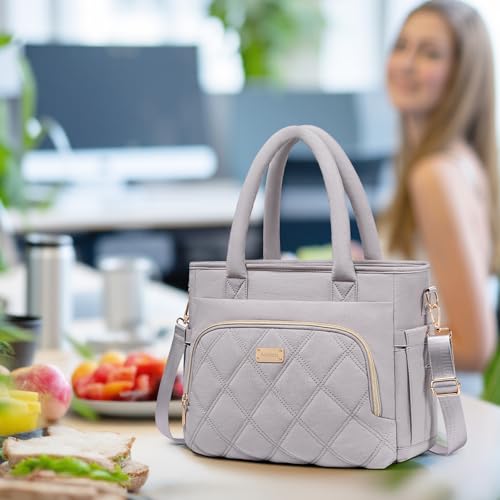 Artelaris Lunch Bag Women, Adult Insulated Lunch Box, Leakproof Lunch Cooler Bag, Reusable Large Lunch Cooler for Work, Picnic, Travel (Grey) - color: Gray